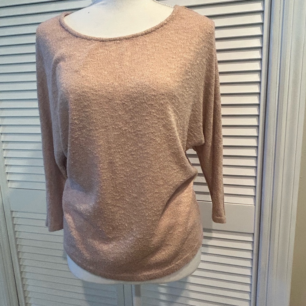 Mauve Lightweight Sweater Blouse pink 3/4 sleeve top